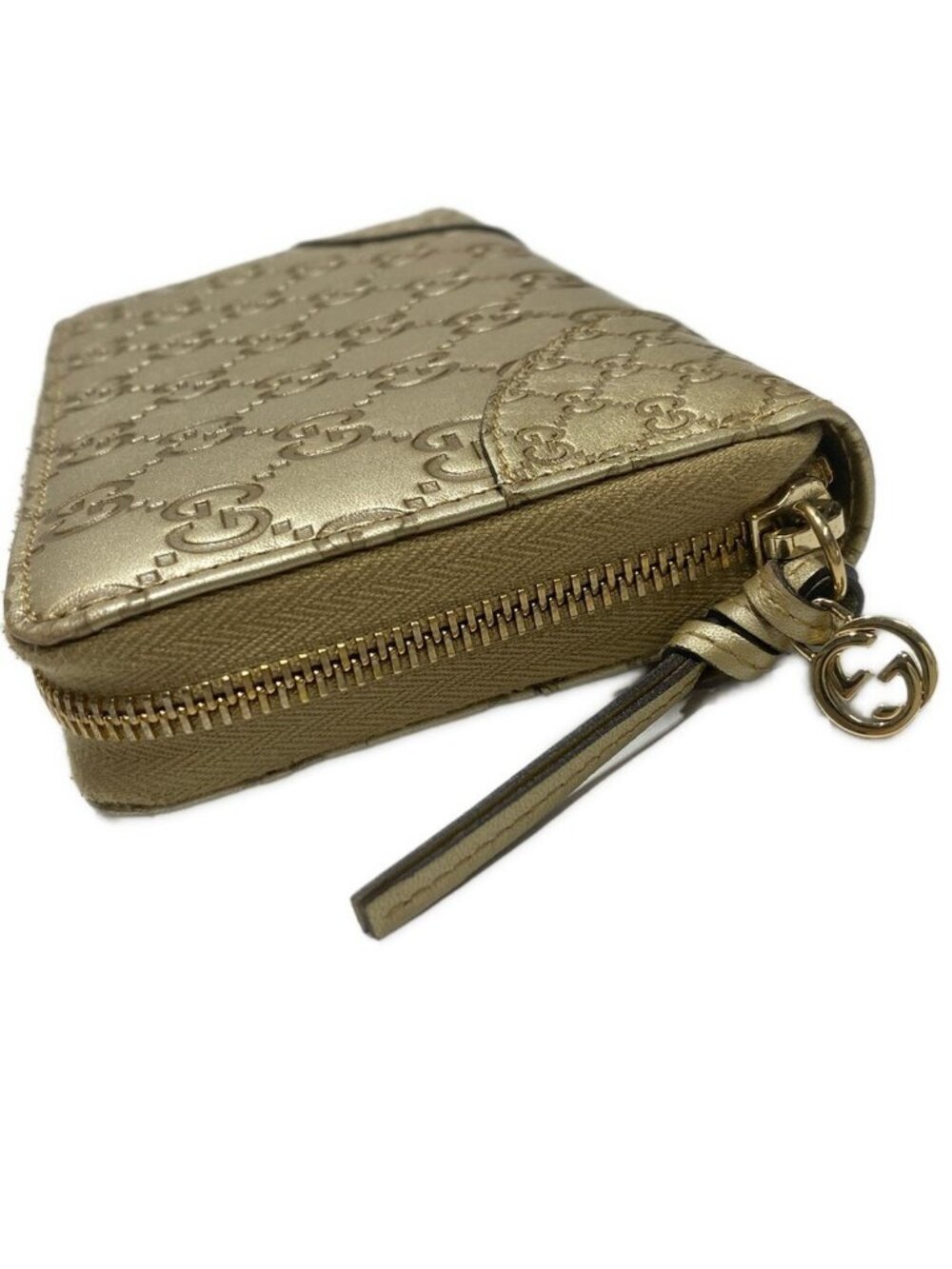 Gucci Wallet Gold Zip Around Leather - Picture 7 of 8